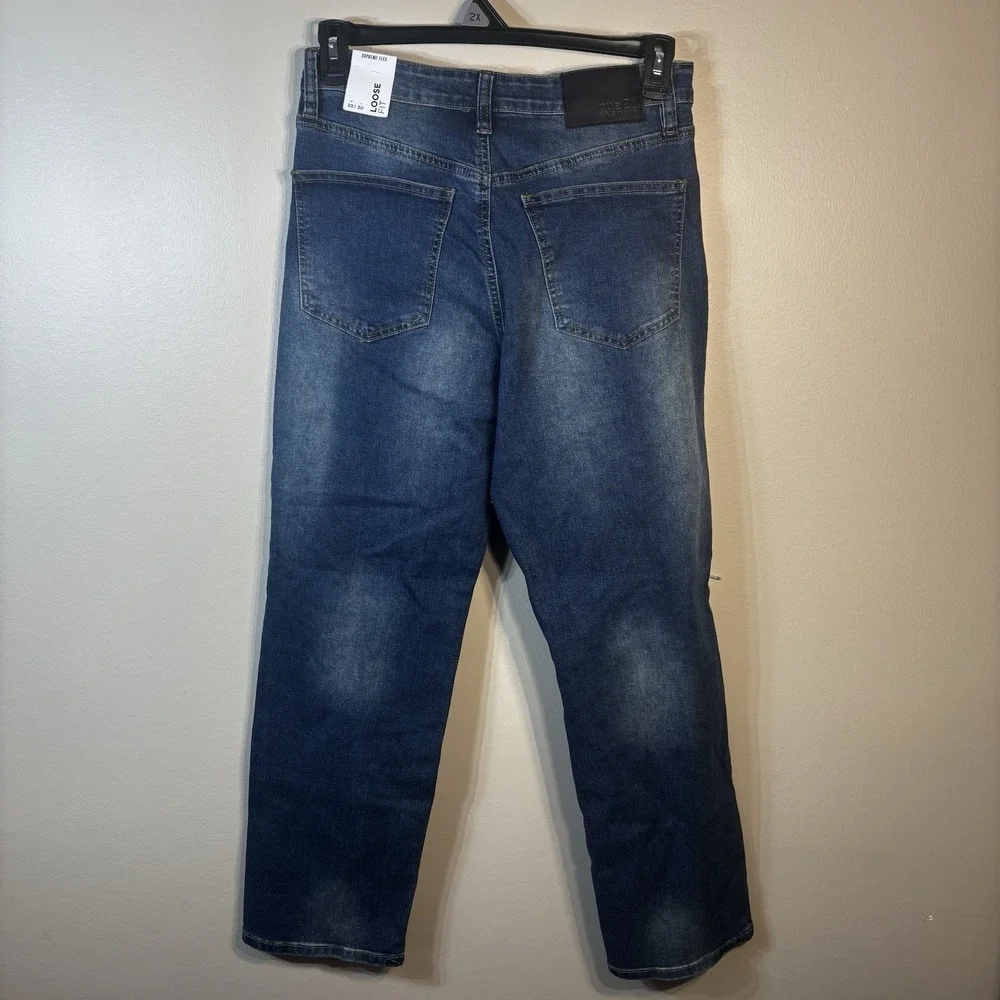 NWT 30x30 RUE21 Mens Supreme Flex Loose Fit Distressed Denim Jeans Pants